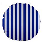 Vertical Stripes - White and Cobalt Blue Large 18  Premium Round Cushion