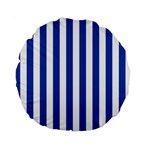 Vertical Stripes - White and Cobalt Blue Standard 15  Premium Round Cushion