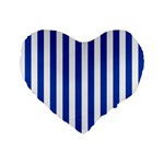 Vertical Stripes - White and Cobalt Blue Standard 16  Premium Flano Heart Shape Cushion