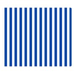 Vertical Stripes - White and Cobalt Blue Double Sided Flano Blanket (Small)