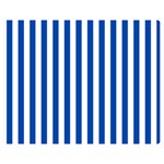 Vertical Stripes - White and Cobalt Blue Double Sided Flano Blanket (Medium)