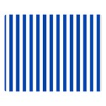 Vertical Stripes - White and Cobalt Blue Double Sided Flano Blanket (Large)