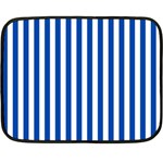 Vertical Stripes - White and Cobalt Blue Fleece Blanket (Mini)