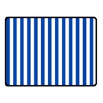 Vertical Stripes - White and Cobalt Blue Fleece Blanket (Small) (One Side)