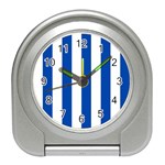 Vertical Stripes - White and Cobalt Blue Desk Alarm Clock