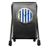 Vertical Stripes - White and Cobalt Blue Pen Holder Desk Clock