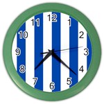 Vertical Stripes - White and Cobalt Blue Color Wall Clock