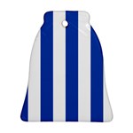 Vertical Stripes - White and Cobalt Blue Ornament (Bell)