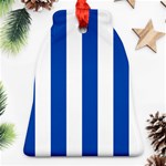Vertical Stripes - White and Cobalt Blue Bell Ornament (Two Sides)