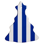 Vertical Stripes - White and Cobalt Blue Ornament (Christmas Tree)