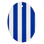 Vertical Stripes - White and Cobalt Blue Ornament (Oval)