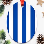 Vertical Stripes - White and Cobalt Blue Oval Ornament (Two Sides)