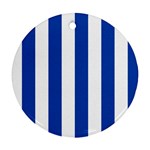 Vertical Stripes - White and Cobalt Blue Round Ornament (Two Sides)