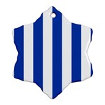 Vertical Stripes - White and Cobalt Blue Ornament (Snowflake)