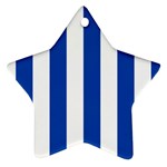 Vertical Stripes - White and Cobalt Blue Star Ornament (Two Sides)
