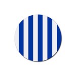 Vertical Stripes - White and Cobalt Blue Rubber Coaster (Round)
