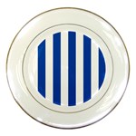 Vertical Stripes - White and Cobalt Blue Porcelain Plate