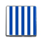 Vertical Stripes - White and Cobalt Blue Memory Card Reader (Square)