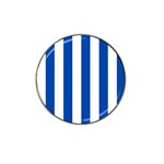 Vertical Stripes - White and Cobalt Blue Hat Clip Ball Marker