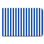 Vertical Stripes - White and Cobalt Blue Large Doormat