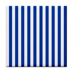 Vertical Stripes - White and Cobalt Blue Face Towel