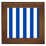 Vertical Stripes - White and Cobalt Blue Framed Tile