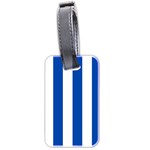 Vertical Stripes - White and Cobalt Blue Luggage Tag (Two Sides)