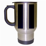Vertical Stripes - White and Cobalt Blue Travel Mug (Silver Gray)