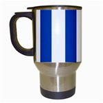 Vertical Stripes - White and Cobalt Blue Travel Mug (White)