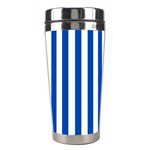Vertical Stripes - White and Cobalt Blue Stainless Steel Travel Tumbler