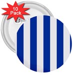 Vertical Stripes - White and Cobalt Blue 3  Button (10 pack)