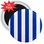 Vertical Stripes - White and Cobalt Blue 3  Magnet (10 pack)