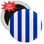 Vertical Stripes - White and Cobalt Blue 3  Magnet (100 pack)
