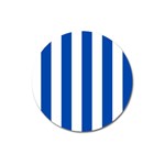 Vertical Stripes - White and Cobalt Blue Magnet 3  (Round)