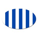 Vertical Stripes - White and Cobalt Blue Magnet (Oval)