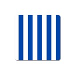 Vertical Stripes - White and Cobalt Blue Magnet (Square)