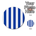 Vertical Stripes - White and Cobalt Blue Multi-purpose Cards (Round)