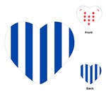 Vertical Stripes - White and Cobalt Blue Playing Cards (Heart)