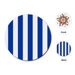 Vertical Stripes - White and Cobalt Blue Playing Cards (Round)
