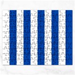 Vertical Stripes - White and Cobalt Blue Jigsaw Puzzle (Rectangular)