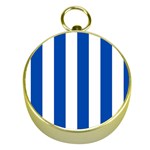 Vertical Stripes - White and Cobalt Blue Gold Compass