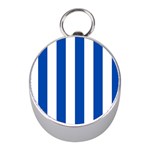 Vertical Stripes - White and Cobalt Blue Silver Compass (Mini)