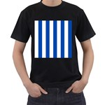 Vertical Stripes - White and Cobalt Blue Men s T-Shirt (Black)