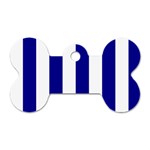 Vertical Stripes - White and Dark Blue Dog Tag Bone (Two Sides)
