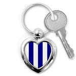 Vertical Stripes - White and Dark Blue Key Chain (Heart)