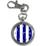 Vertical Stripes - White and Dark Blue Key Chain Watch