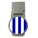 Vertical Stripes - White and Dark Blue Money Clip (Round)