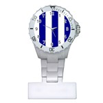 Vertical Stripes - White and Dark Blue Nurses Watch