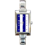 Vertical Stripes - White and Dark Blue Rectangle Italian Charm Watch