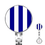 Vertical Stripes - White and Dark Blue Stainless Steel Nurses Watch